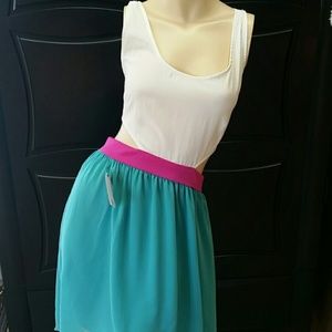 Unique Lulus 80’s colorblock dress in pink turquoise and white size M